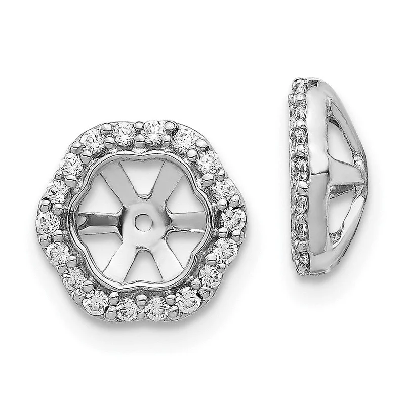 Graduation Jackets for Milestone -Curata 14k White Gold Diamond Earrings Jackets - 9x9mm Wide