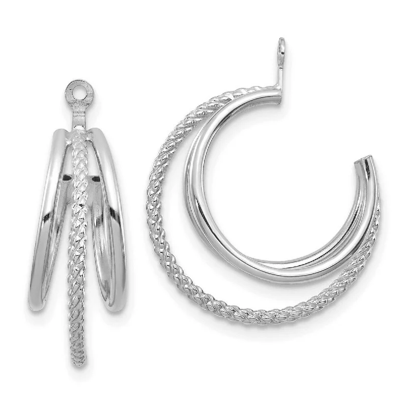 Organic Jackets for Natural -Curata 14k White Gold Polished and Twisted Triple Hoop Earrings - with Jackets 19mm