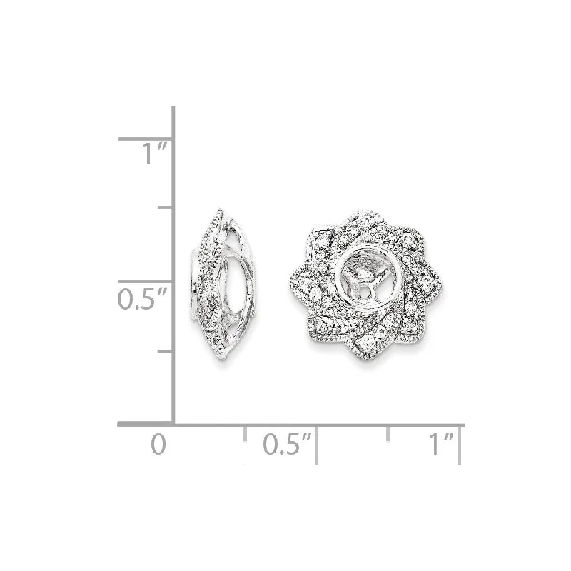 Duffle Jackets for Cozy Style -14k White Gold Diamond Earring Jacket (L-13 mm, W-13 mm)