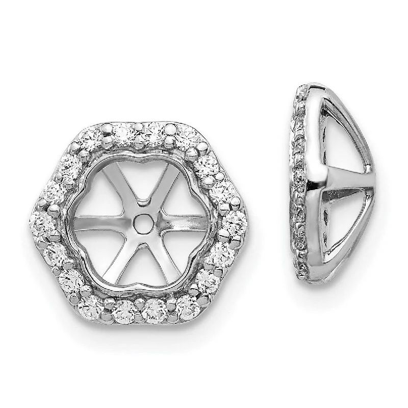 Office Jackets for Professional -Curata 14k White Gold Diamond Earrings Jackets - 10x10mm Wide