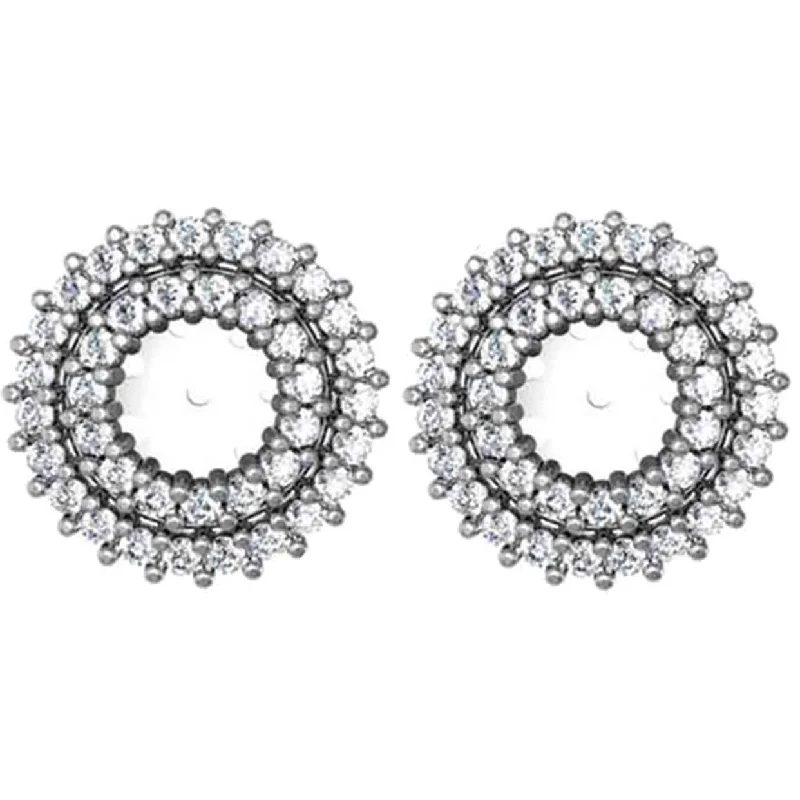 Heavy Duty Jackets for Durability -7/8ct Diamond Earring Studs Double Halo Jackets White Gold (5-5.5mm)