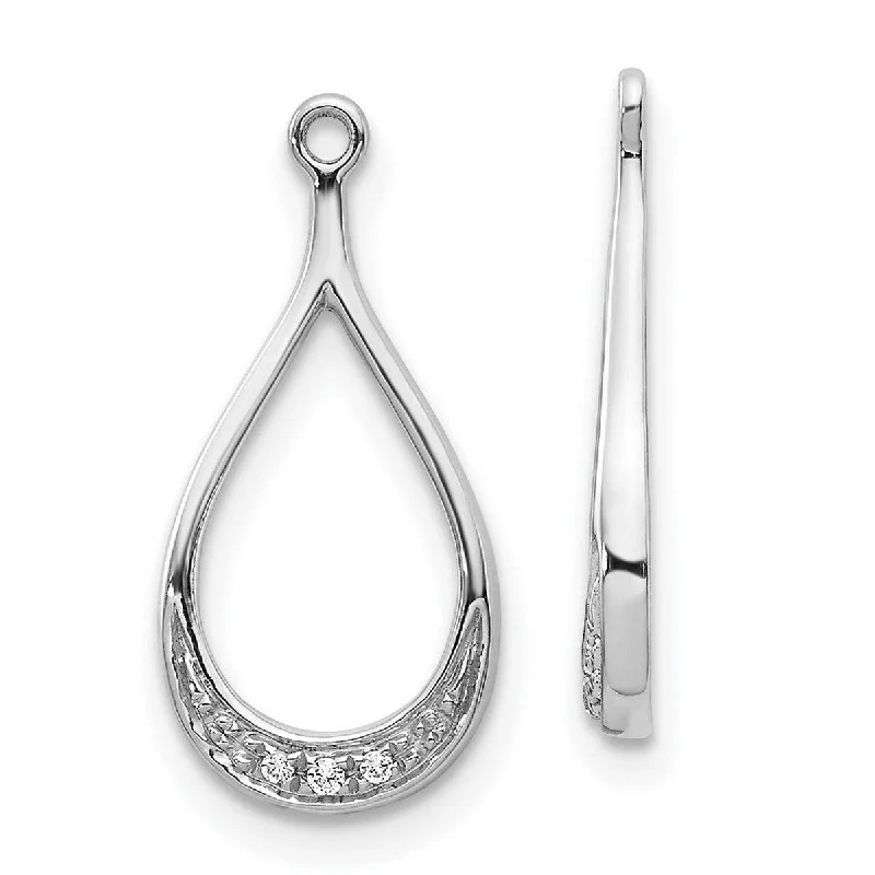 Hiking Jackets for Trail Walks -Curata 14k White Gold Diamond Earrings Jackets - 18x9mm Wide