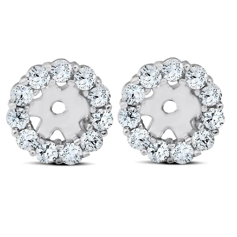 Checkered Jackets for Trendy -3/8ct Halo Diamond Earring Jackets White Gold (4mm)