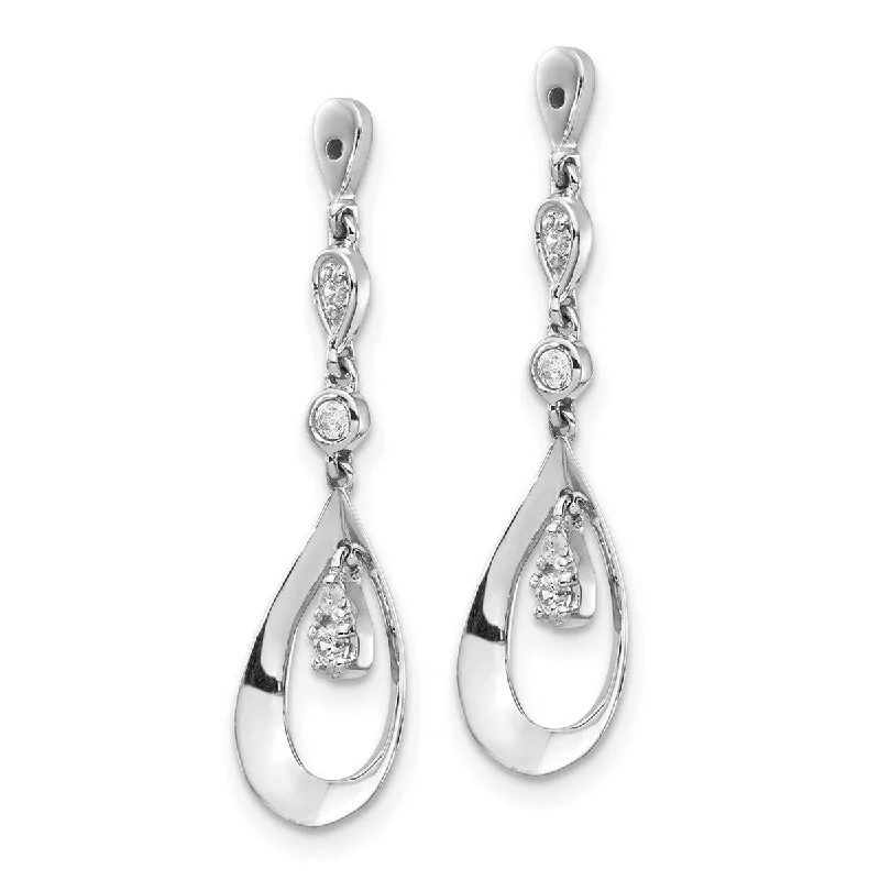 Khaki Jackets for Casual -Curata 14k White Gold Diamond Earrings Jackets - 29x8mm Wide