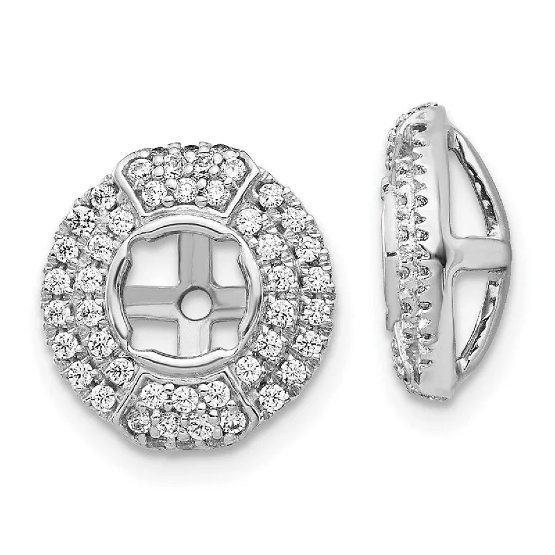 College Jackets for Campus -Curata 14k White Gold Diamond Round Earrings Jacket - 12x12mm Wide