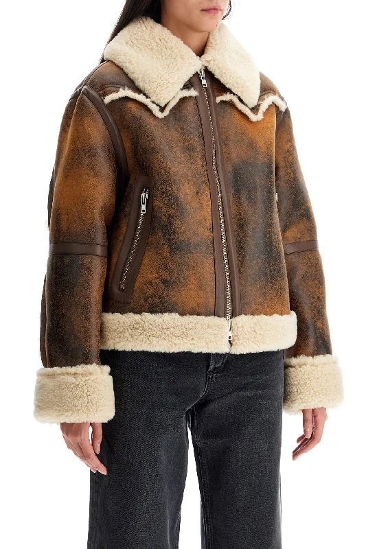 Brown Jackets for Earthy -lessie faux shearling jacket