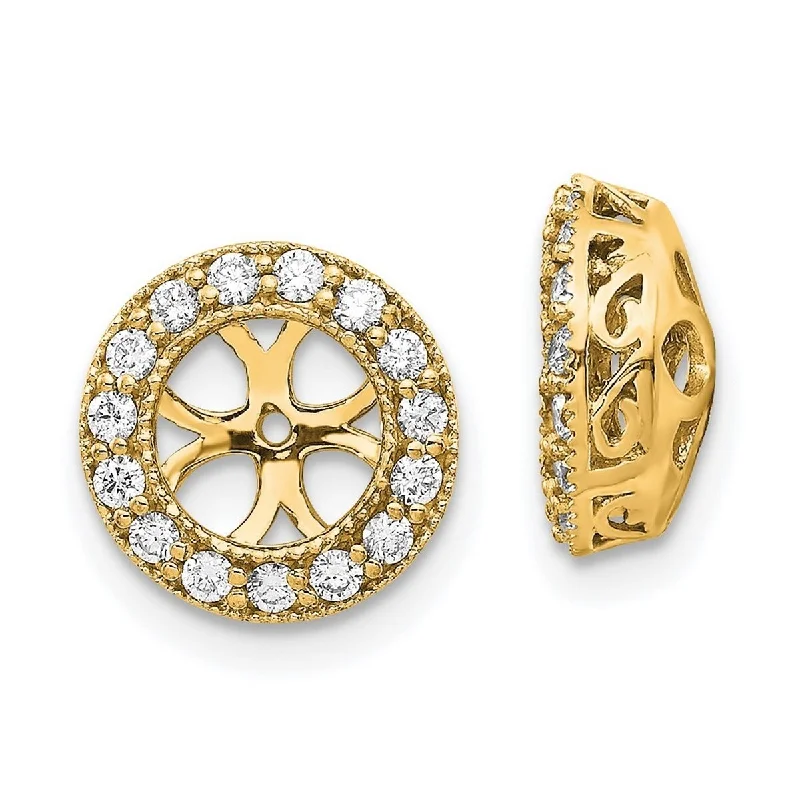 Padded Jackets for Extra Warmth -Curata 14k Yellow Gold Polished Diamond Earrings jacket - 12x12mm Wide