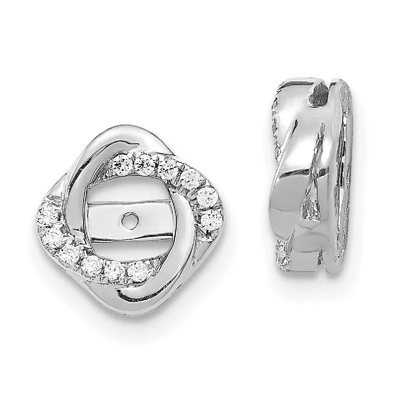 Branded Jackets for Quality -Curata 14k White Gold Diamond Jacket Earrings - 10x10mm Wide