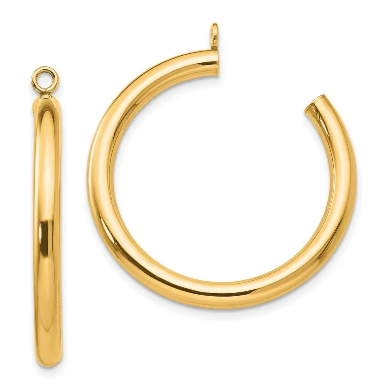 Pink Jackets for Feminine -Curata 14k Yellow Gold Polished 30mm Tube Hoop Earrings - with Jackets