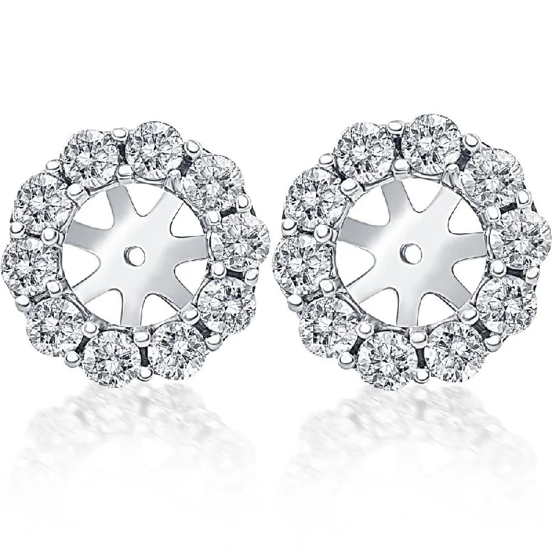 Checkered Jackets for Trendy -White Gold 1 1/2 Ct. Diamond Studs Earring Jackets (9mm) Lab Grown