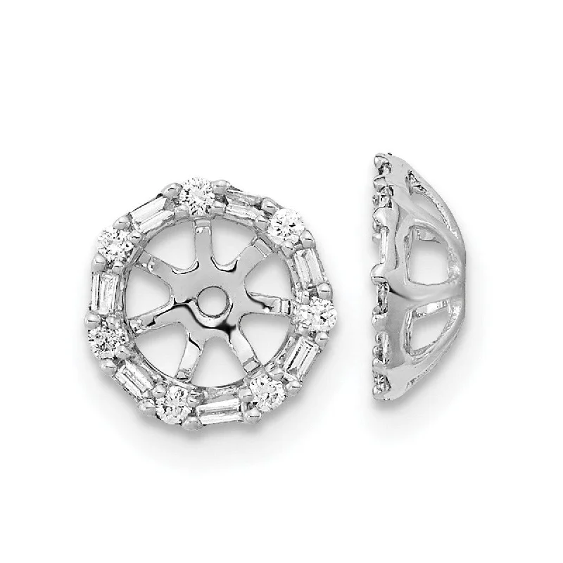 Casual Friday Jackets for Relaxed -Curata 14k White Gold Diamond Earrings Jackets - 9x9mm Wide