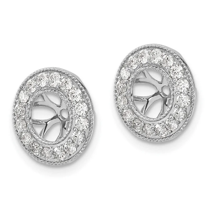 Birthday Jackets for Celebration -Curata 14k White Gold Diamond Earrings Jackets - 12x12mm Wide