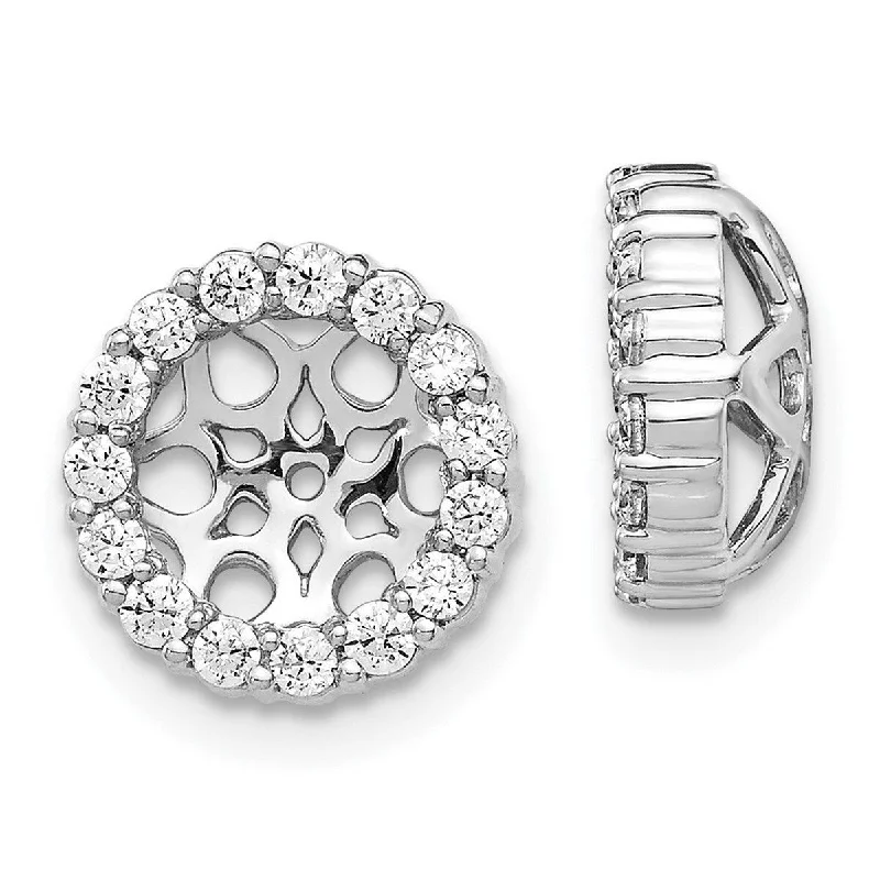 Zip-Up Jackets for Convenience -Curata 14k White Gold Diamond Earrings Jackets - 10x10mm Wide