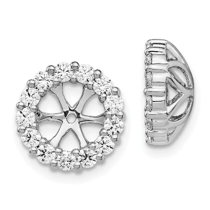 High-End Jackets for Exclusivity -Curata 14k White Gold Diamond Earrings Jackets - 11x11mm Wide