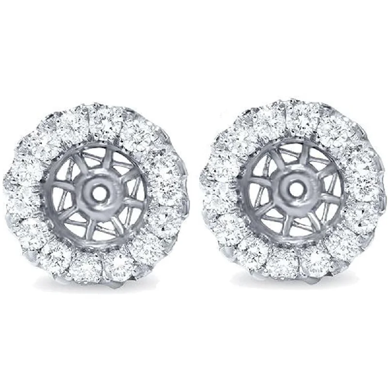 Floral Jackets for Feminine -5/8ct Halo Diamond Earring Jackets White Gold (5.5-7mm)