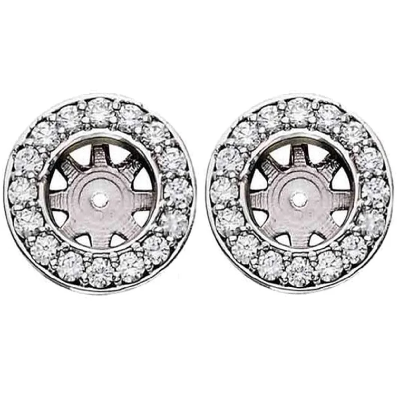 Striped Jackets for Fashion Look -3/4ct Halo Diamond Studs Earring Jackets White Gold (6-6.5mm)