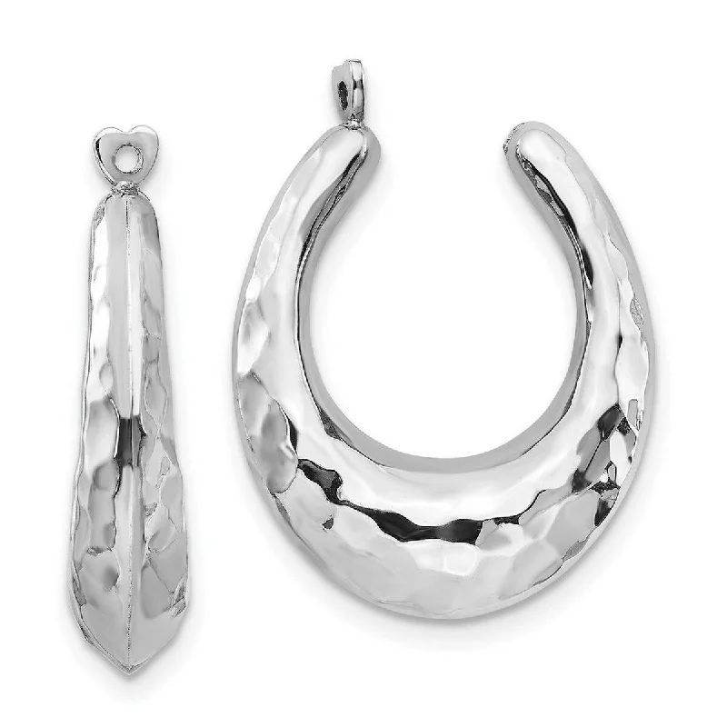 Windbreaker Jackets for Windy Days -Curata 14k White Gold Hollow Polished 24x6mm Hammered Hoop Earrings - with Jackets