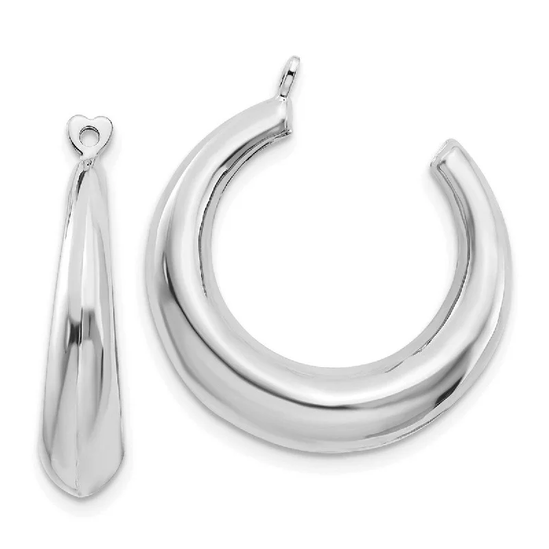 Beaded Jackets for Decoration -Curata 14k White Gold Hollow Polished 22x5mm Hoop Earrings - with Jackets