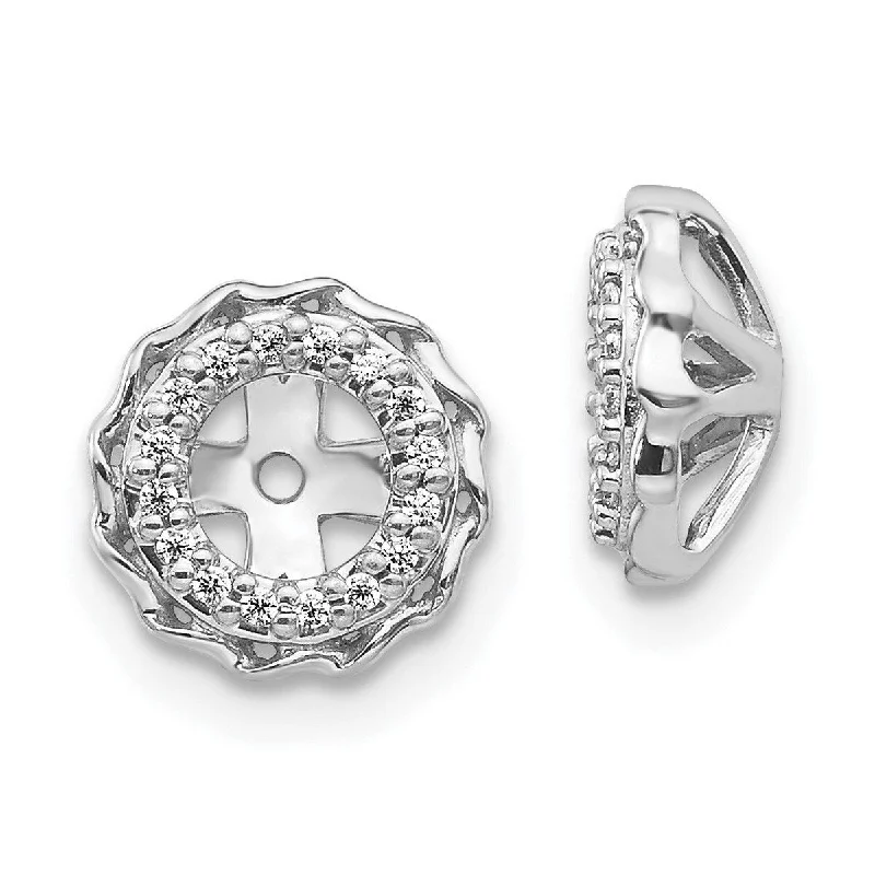 Breathable Jackets for Comfort -Curata 14k White Gold Diamond Earrings Jackets - 9x9mm Wide