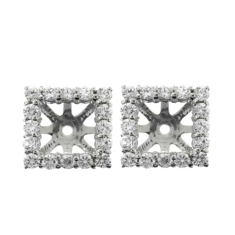 Waterproof Jackets for Outdoor -1 1/4ct Princess Cut Diamond Halo Earring Jackets White Gold (up to 6mm)