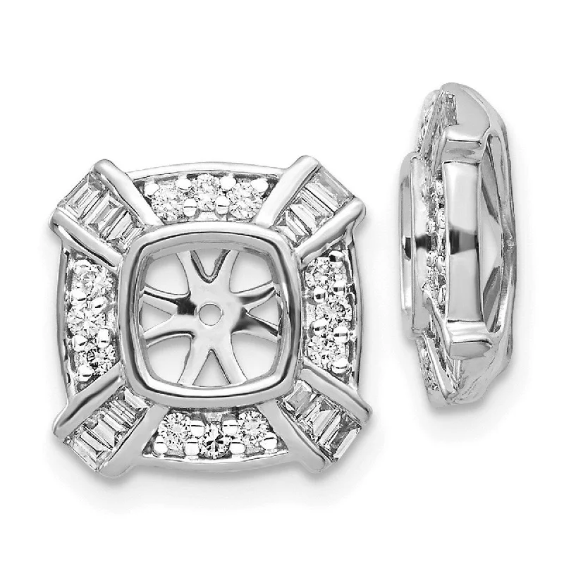 Waterproof Jackets for Outdoor -Curata 14k White Gold Diamond Earrings Jacket - 12x12mm Wide