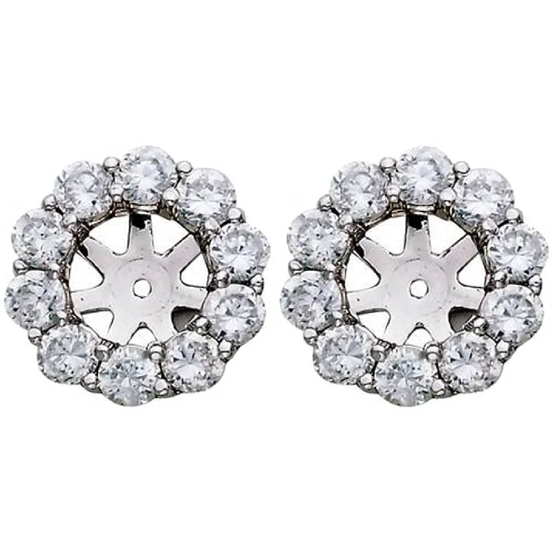 Solid Color Jackets for Simple -1 1/2ct Diamond Halo Earring Studs Jackets White Gold (6-6.7mm)