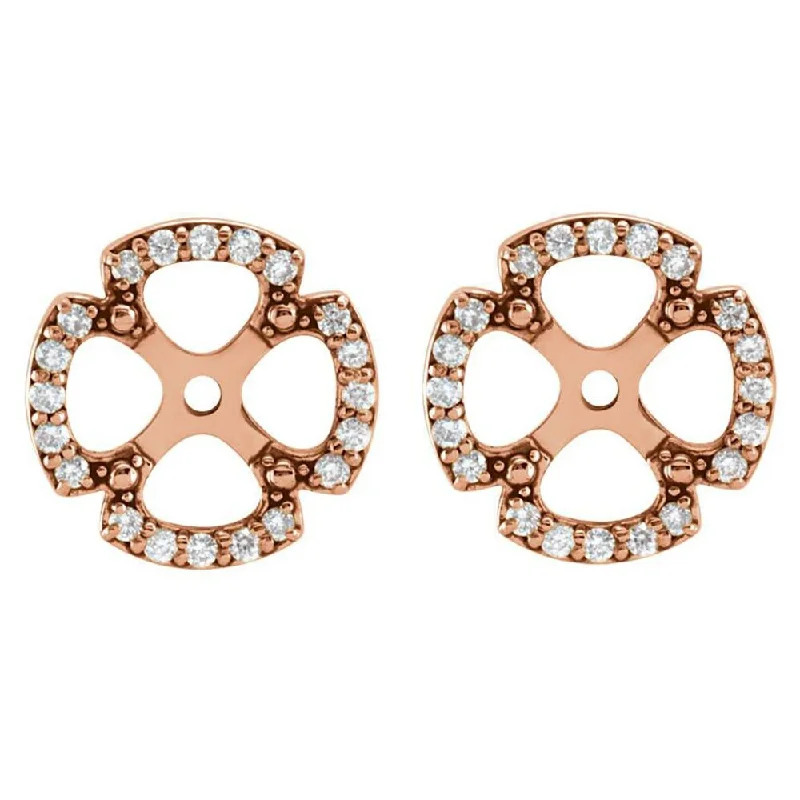 Printed Jackets with Patterns -1/5Ct Clover Diamond Earring Jackets Rose Gold (5-5.5mm)