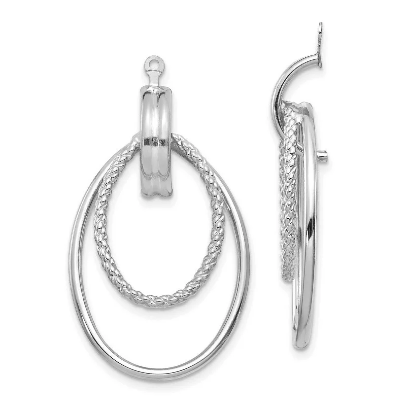 Leather Jackets for Stylish Look -Curata 14k White Gold Polished Double Hoop Earrings - with Jackets 36x21mm