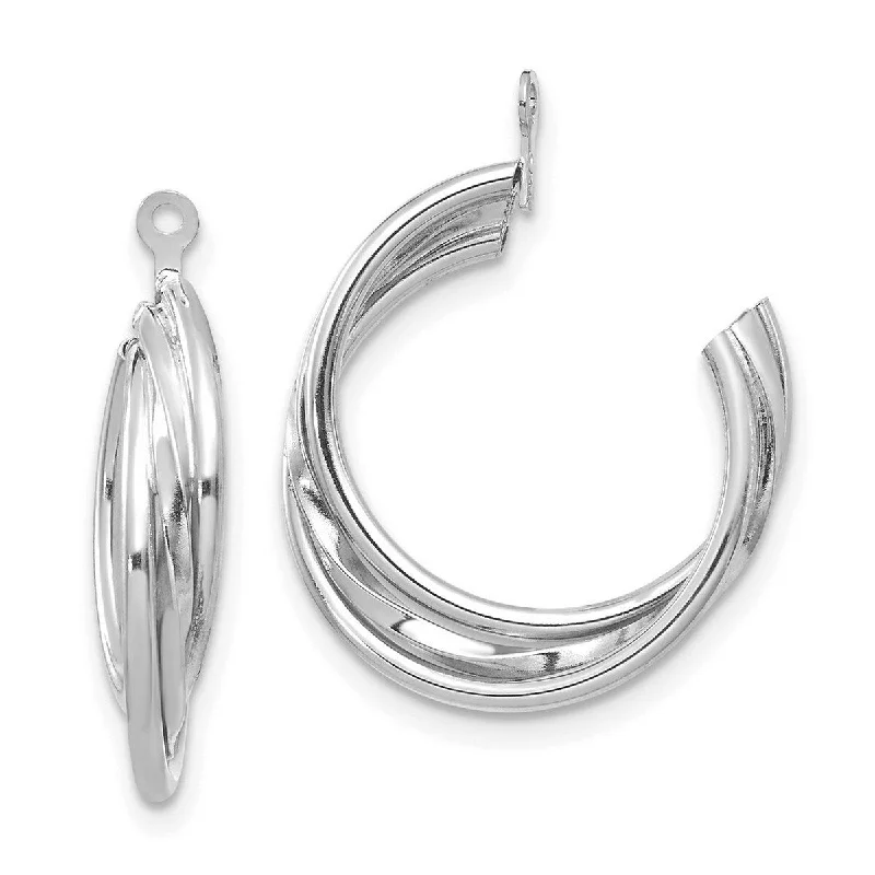 Fringed Jackets for Bohemian -Curata 14k White Gold Polished Hoop Earrings - with Jackets 23mm