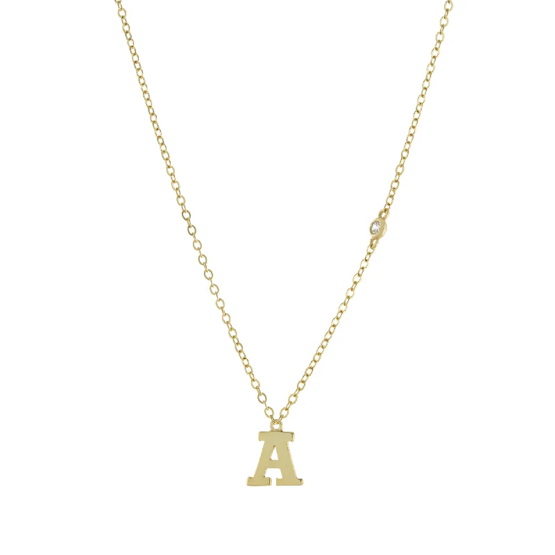 Personalized necklaces and pendants with coordinates for a meaningful location-based gift-Bezel CZ Initial Necklace