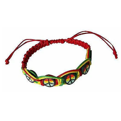 Stackable bangles with colorful enamel finishes -Rasta Leather Wrist Bracelet Peace One Love Hippie Negril Dub Reggae Marley RGY