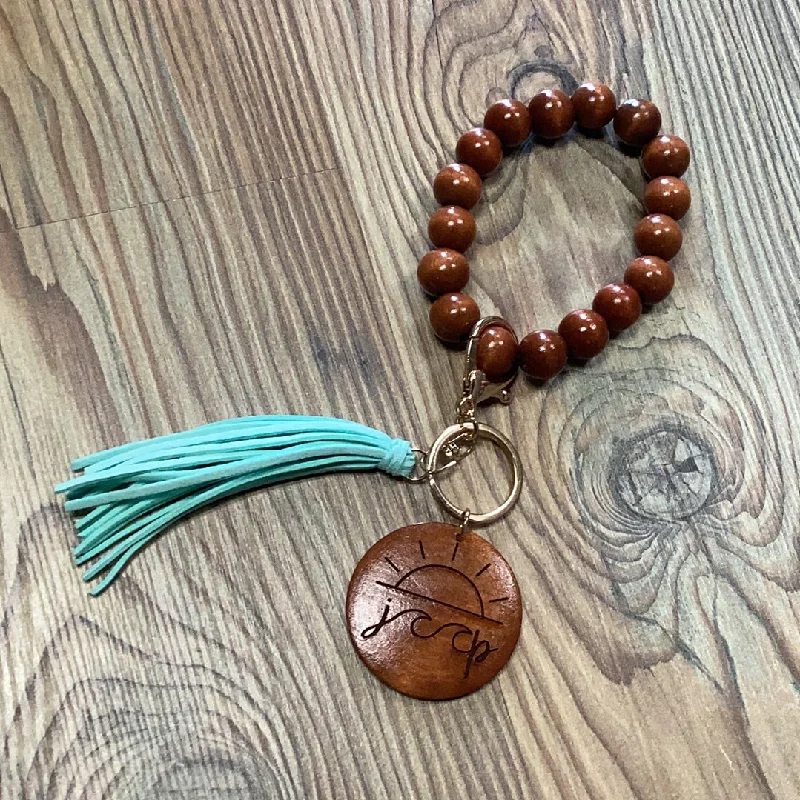 Bangles with topaz gems for icy blue -Jeep Keychain Bracelet