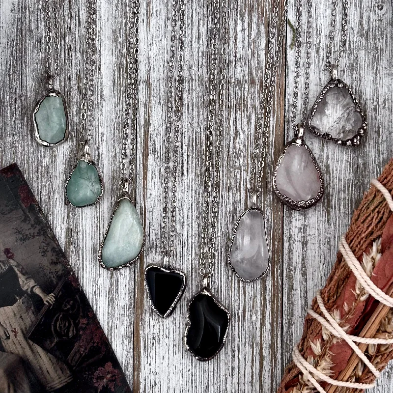 Best necklaces and pendants with black diamonds for an edgy, bold statement-Dainty Pebble Necklace in Aquamarine, Clear Quartz or Black Onyx in Silver/ Foxlark Collection