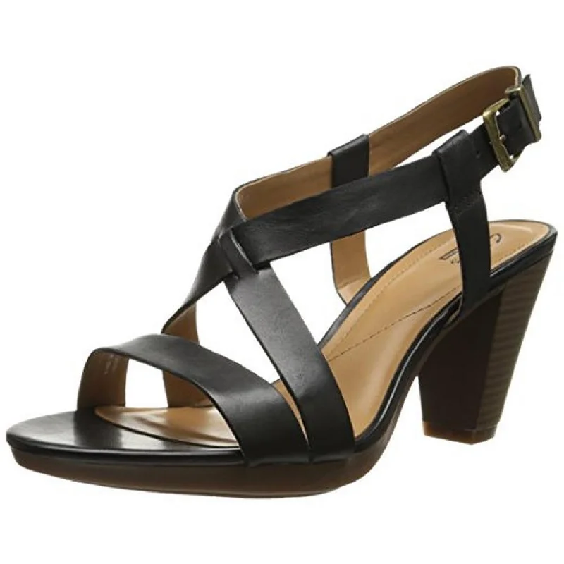 Stylish sandals for women with metallic accents and sleek, minimalist style-Boho style sandals for a free-spirited look -Clarks Womens Jaelyn Fog Leather Strappy Heels