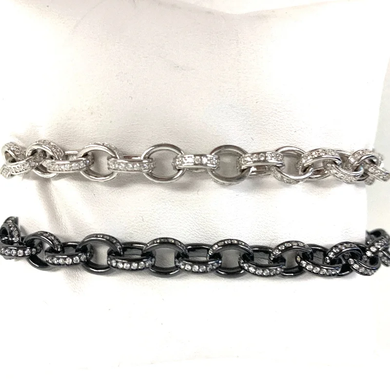 Bangles with pave-set diamonds for dazzle -Sterling Silve CZ Link Bracelet