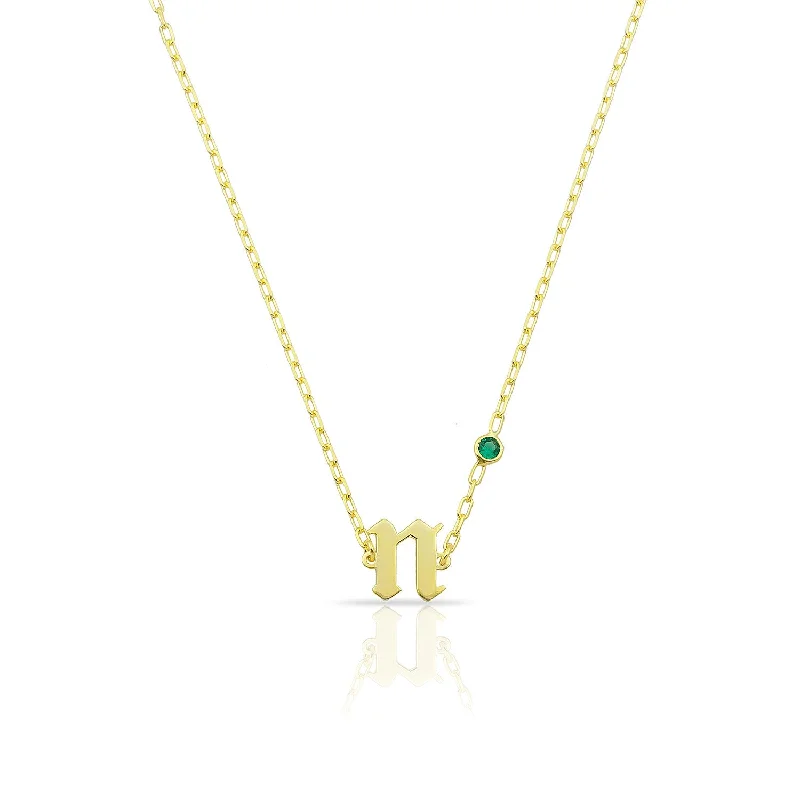 Best necklaces and pendants with floral designs for a feminine and elegant feel-Emerald Stone Initial Choker