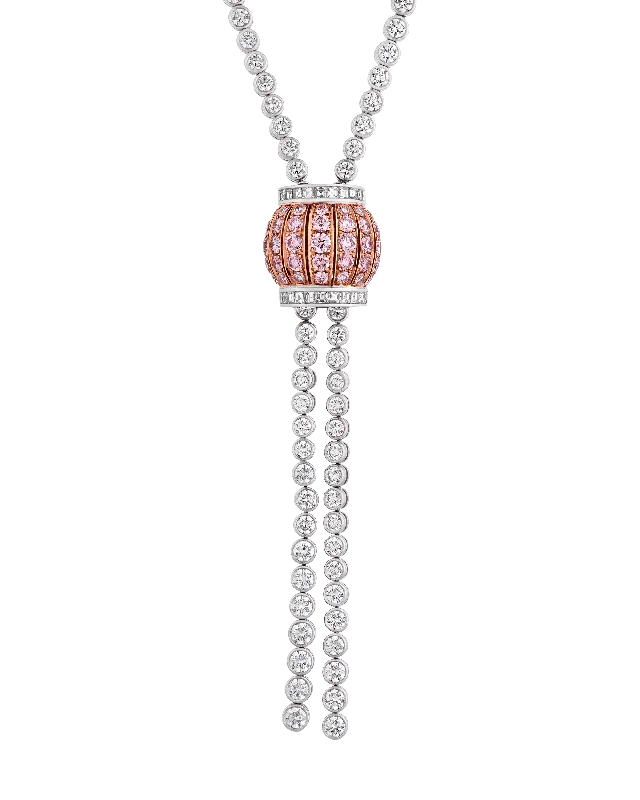 Necklaces and pendants with custom designs for a completely unique jewelry piece-Pink and White Diamond Necklace, 23.08 carats