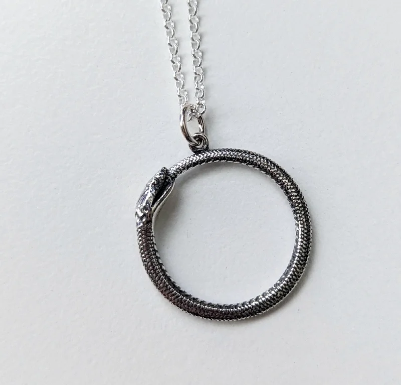 Personalized necklaces and pendants with initials for a customized and meaningful gift-Sterling Ouroboros Necklace