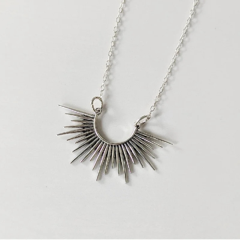 Necklaces and pendants with enamel accents for a colorful, eye-catching appearance-Spiked Burst Pendant Necklace