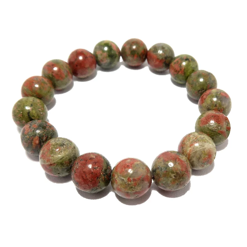 Bracelets with citrine stones for warm tones -Unakite Bracelet Pink Green Creative Artist Crystal