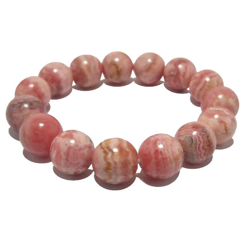 Bracelets with amethyst stones for purple charm -Rhodochrosite Bracelet Pink Soulmates Stone