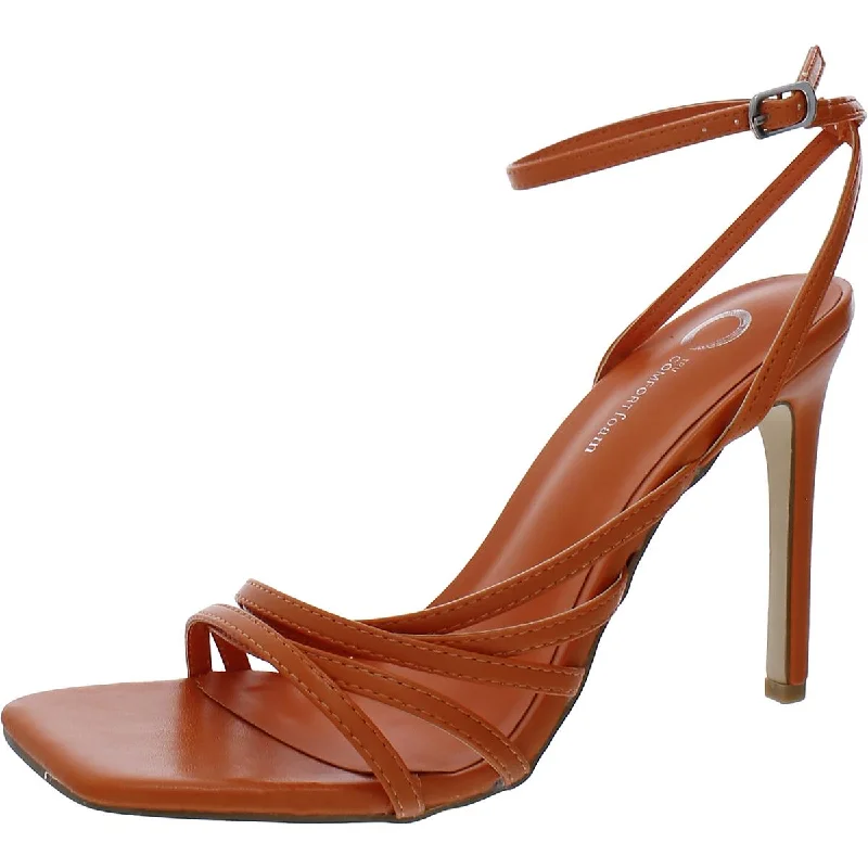 High-heeled sandals for women with cross-strap design and open-toe look for evenings-Eco-friendly sandals made from recycled materials -Journee Collection Womens Faux Leather Square Toe Heels