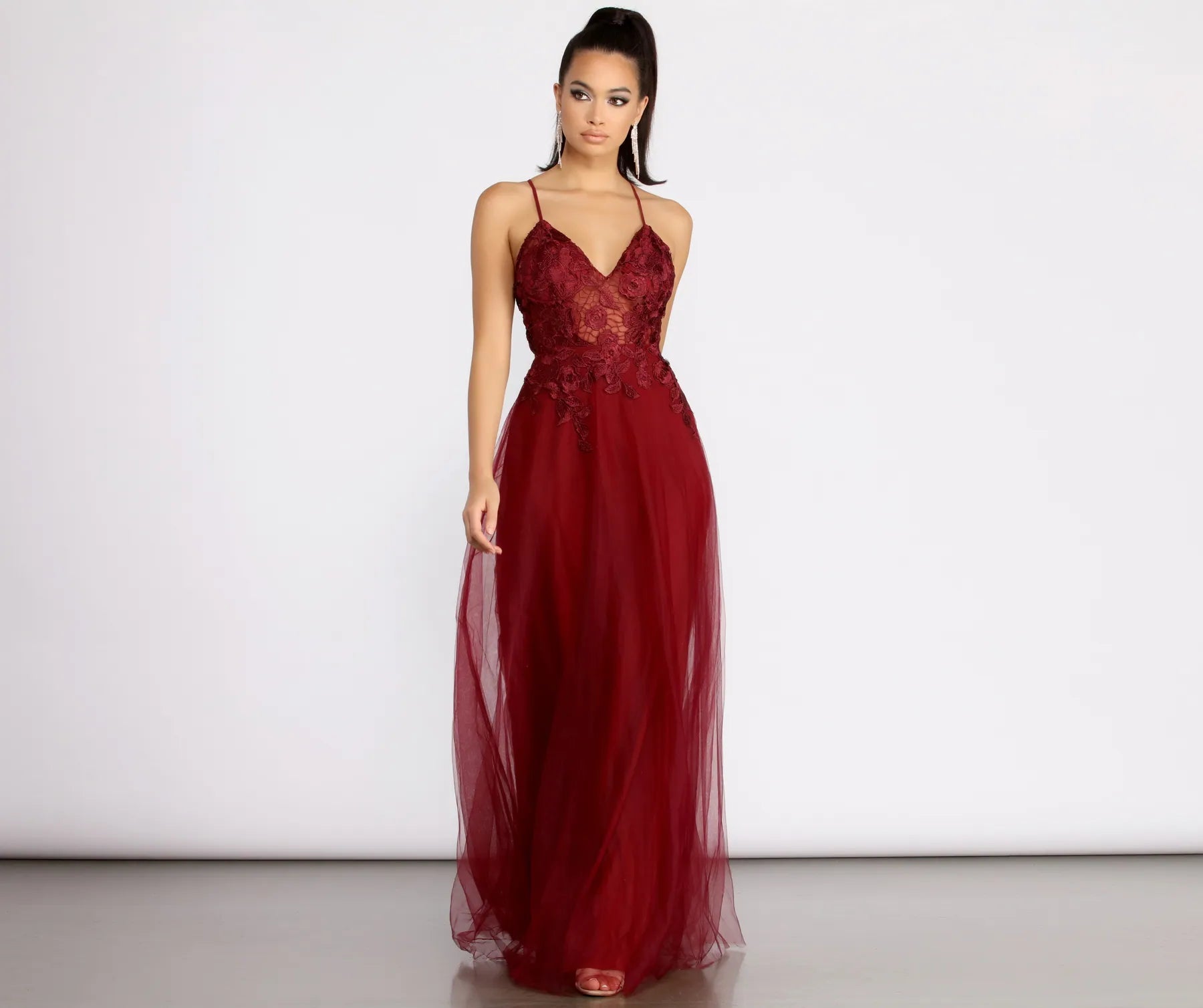 Satin Dresses for Shiny Look -Electra Formal Lace A-Line Dress