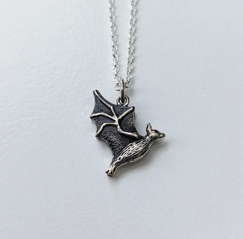 Simple necklaces and pendants with tiny charms for a delicate and casual vibe-Sterling Night Flight Bat Necklace