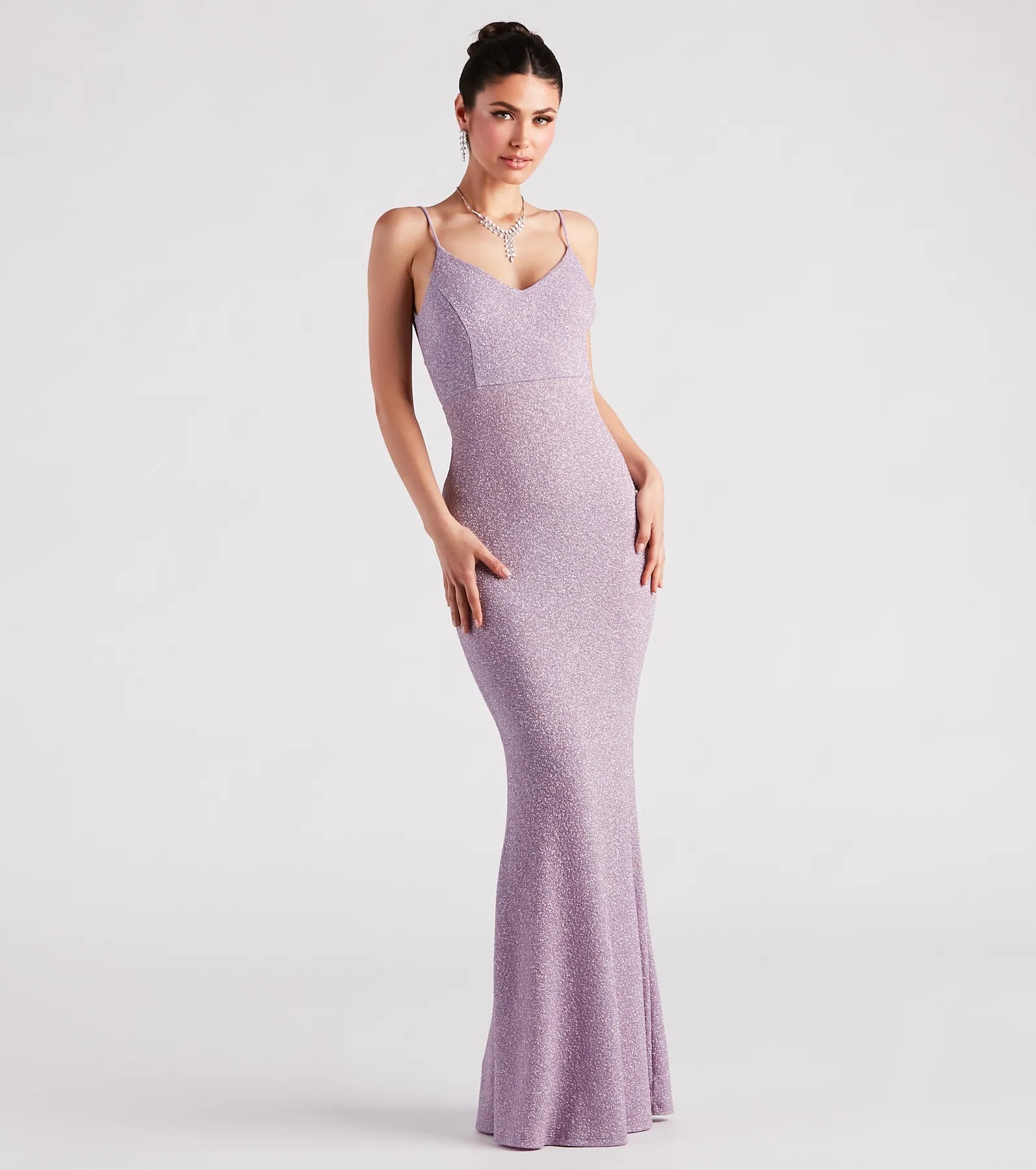 Fringed Dresses for Edgy -Irene Formal Backless Glitter Mermaid Dress