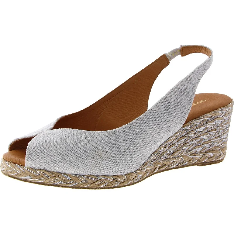 Stylish sandals for women with metallic leather straps and cushioned footbed-Bohemian sandals for a laid-back vibe -André Assous Womens Audrey Canvas Shimmer Slingback Heels