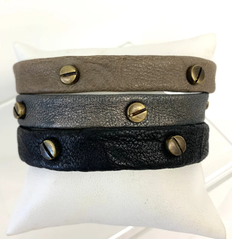 Rose gold bracelets with sleek minimalist designs -Genuine Leather Giving Bracelets