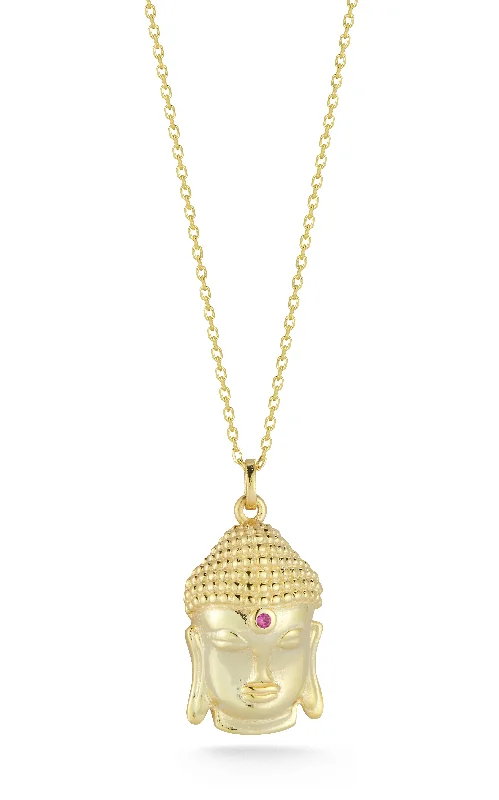 Best necklaces and pendants with heart-shaped designs for a romantic look-Buddha Head Necklace