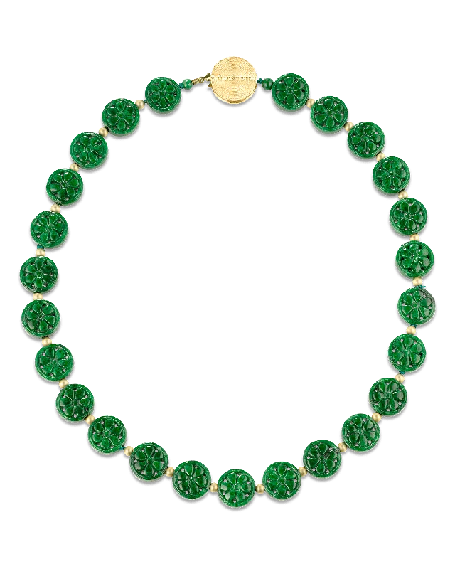 Best necklaces and pendants with emerald gemstones for a rich, sophisticated design-Natural Jade Button Necklace