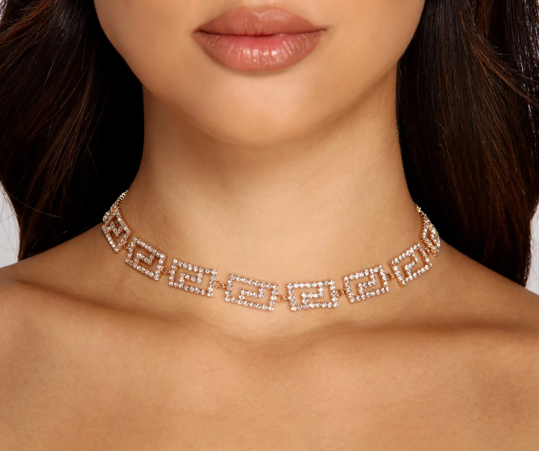 Stunning necklaces and pendants with aquamarine stones for a serene effect-Chic Greek Key Choker Necklace